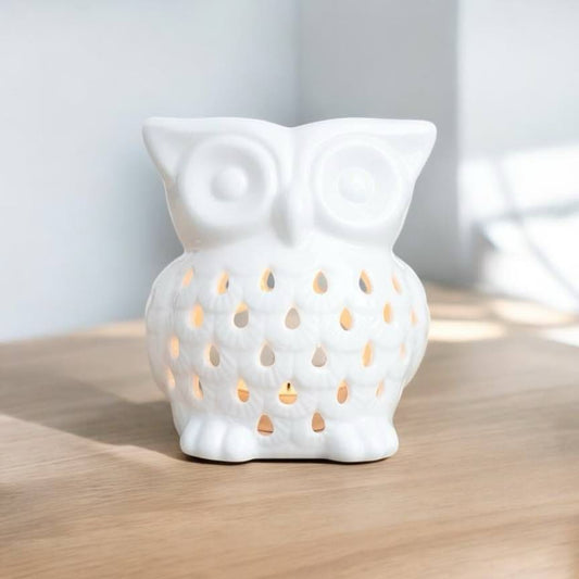 Brûleur chandelle hibou blanc